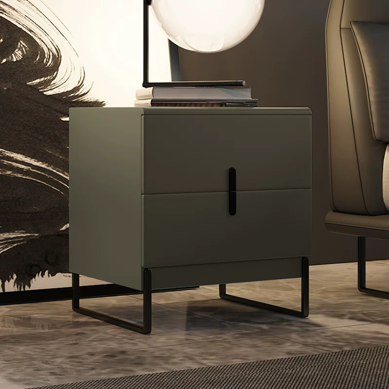 Прикроватная тумбочка Dovinci Nordic из натуральной кожи, простая современная спальня, миниатюрная маленькая роскошная массивная деревянная кожаная тумбочка