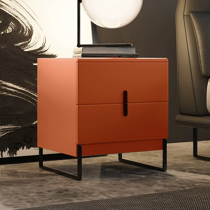 Прикроватная тумбочка Dovinci Nordic из натуральной кожи, простая современная спальня, миниатюрная маленькая роскошная массивная деревянная кожаная тумбочка