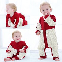 Mop man baby crawling suit Baby mopping floor cleaning artifact Household children thickened one-piece warm velvet