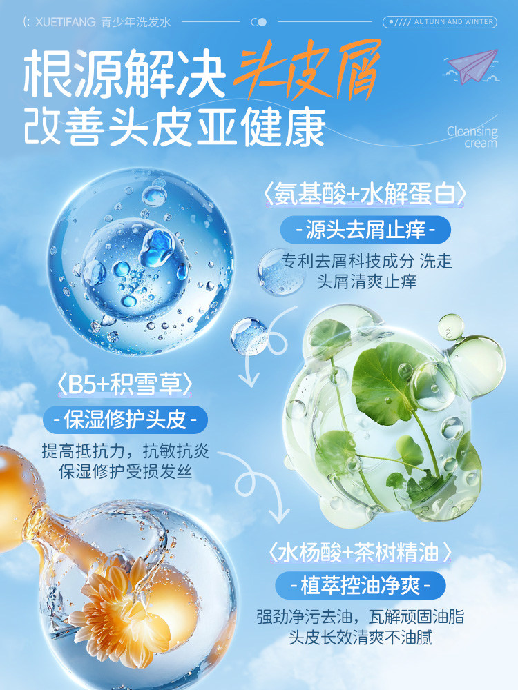 Anti-Dandruff Shampoo for Teenagers, Boys and Girls, Students and Children, Special Oil Control, Fluffy and Anti-Itching, Official Authentic Product Number One