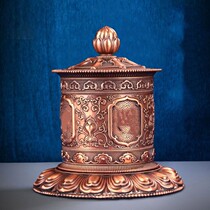Tibetan pure copper finger twisting drum runner Tibetan Kangyur 103 rotating barrel miniature red copper household ornaments