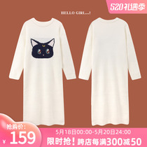 Beauty Girl Luna Luna Soft Cotton Sleeping Dress Lady Autumn Winter Long Coral Suede Adorable Thickening can be worn outside the home clothes