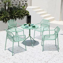 Outdoor table and chair net red milk tea shop café outdoor tables and chairs combined leisure furniture outdoor open air full aluminum chair