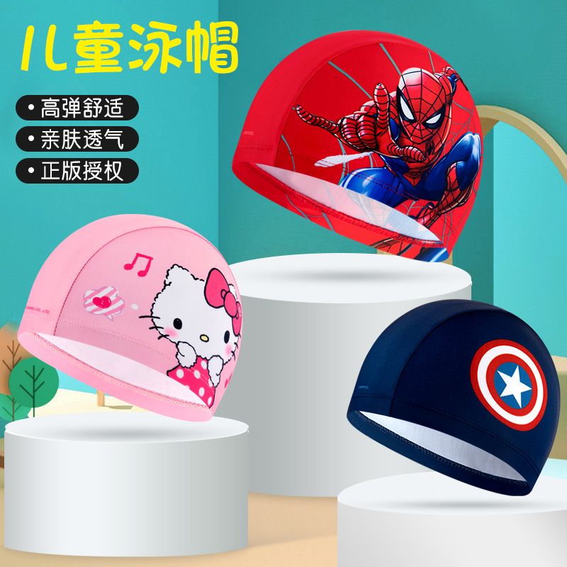 Children's swimming cap boy Spider-man Aesa childhood not a hair pu hat for comfortable girl swimming equipment