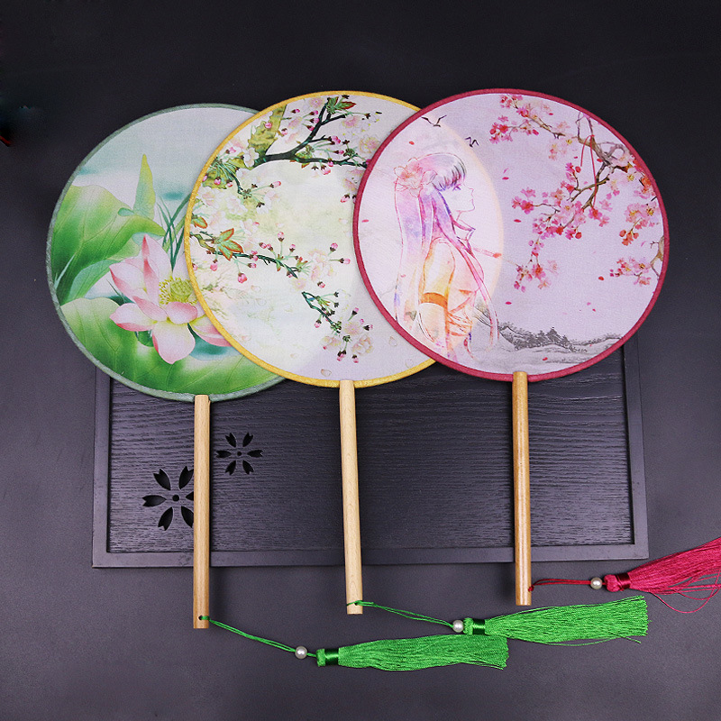 Yiyi Hanfu accessories ancient fan children's Chinese dance fan classical qipao bride costume medium long handle palace fan