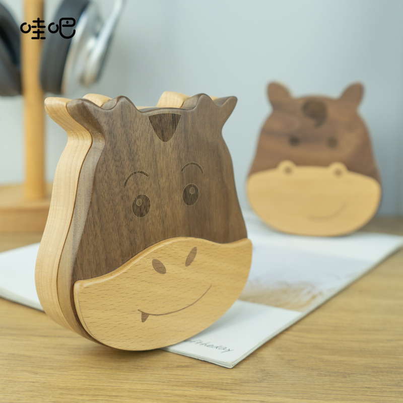 WOBO wow bar children's deciduous teeth box solid wood teeth storage commemorative boy and girl baby lanugo bottle preservation collection box