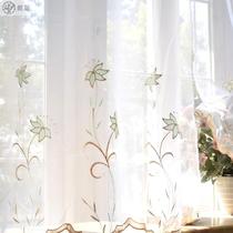 Han Style Fresh white embroidered curtains light transmission curtains wear bar Curtain Window Veil floating window Balcony Yarn Curtain price