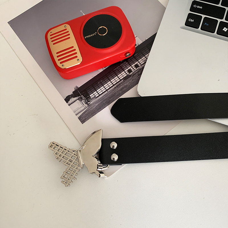 Gürtel Damen New Trim Butterfly Schwarz Vielseitiger Gürtel Jeansgürtel_voghion.com