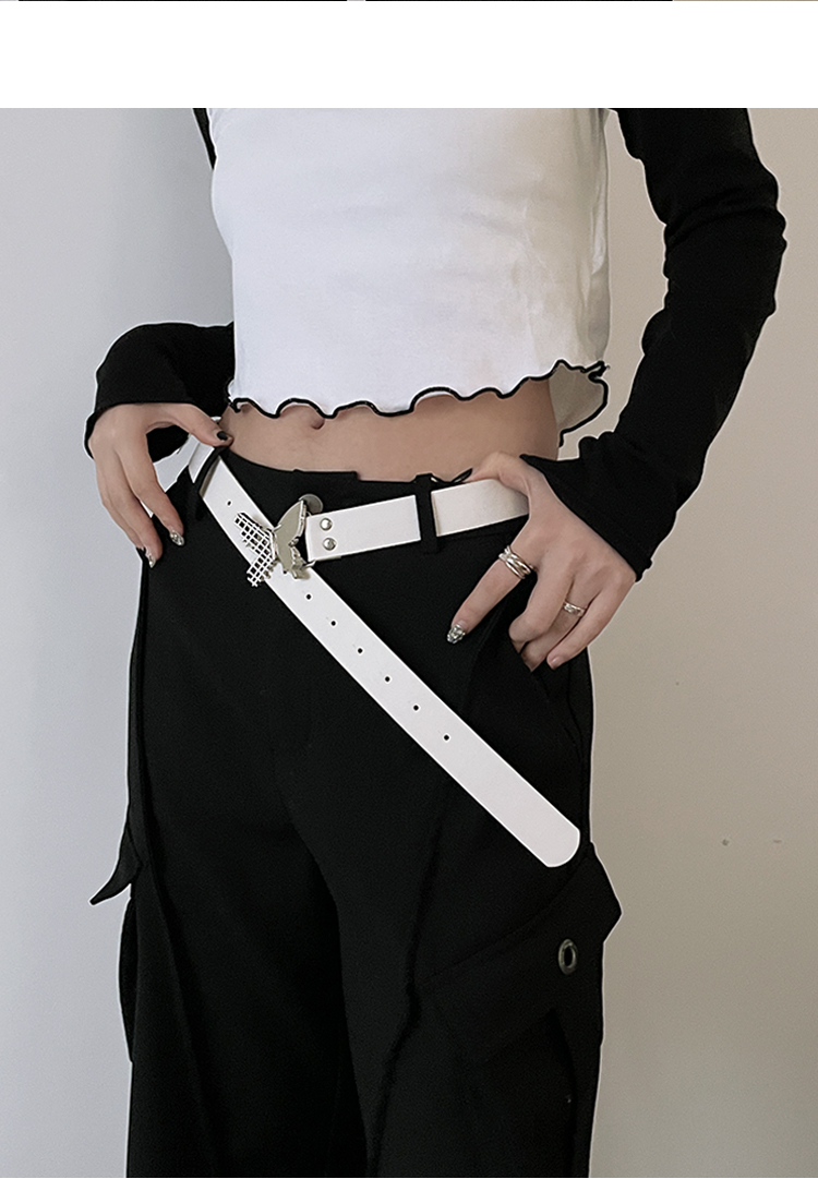 Gürtel Damen New Trim Butterfly Schwarz Vielseitiger Gürtel Jeansgürtel_voghion.com