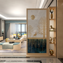 Nordic light luxury screen partition living room shelf solid wood entrance cabinet porch simple modern home mobile seat screen