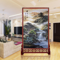 Customized solid wood Chinese screen partition simple modern folding screen fashion living room office porch landscape calligraphy and painting seat screen