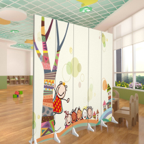 Modern simple abstract screen partition fashion living room childrens room kindergarten school cartoon pattern mobile folding screen