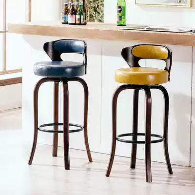 American solid wood bar chair creative light luxury home tall stool cafe bar bar Nordic B- 201