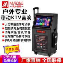 Manron Square dance audio high power video K song screen with display outdoor moving pull rod live speaker