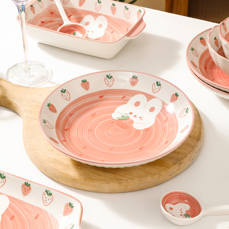Ceramic Round Plate for Home Use, Fish Plate, Children's Dinner Plate, Breakfast Plate, Dessert Plate, Particularly Beautiful and Aesthetically Pleasing Dish Plate