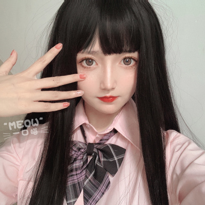 taobao agent Wig Female Student Air Comic Liu Hai JK long hair Natural lolita black long straight hair new header