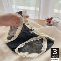 3 Pack Lace Panties Ladies Sexy Charming Seamless Low Waist Cotton Antibacterial Ice Silk Student Triangle Shorts