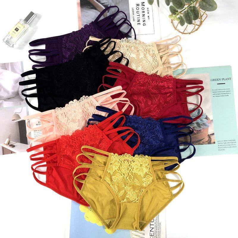 Sexy charming temptation new lace panties women's cotton crotch breathable and comfortable mid-waist women's triangle shorts women