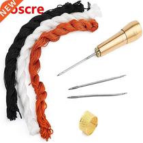3 Needles Copper Handle Sewing Awl Hand Stitcher Shoe Repai