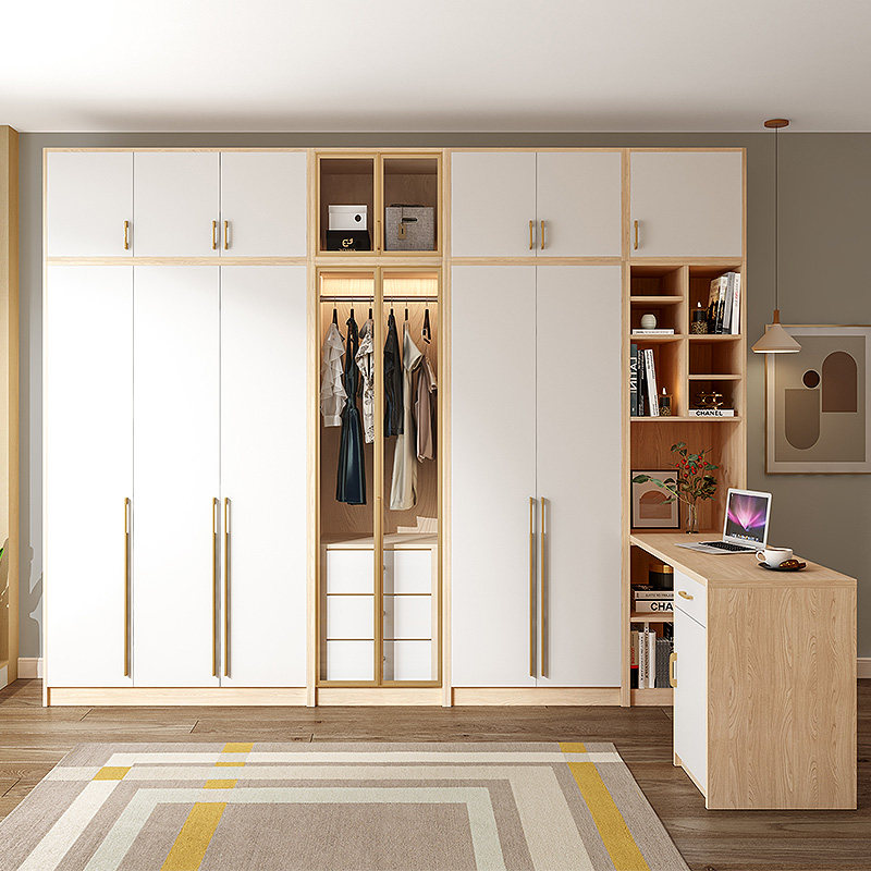 Wardrobe desk integrated conjoined corner small family-type children's computer desk bedroom with corner bookcase large closet-Taobao