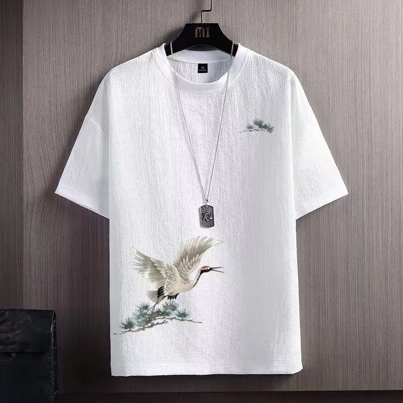 清仓捡漏专柜撤回冰丝短袖t恤男士潮牌夏季薄款中国风时尚体恤衫