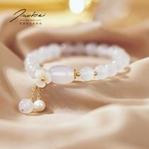 New Year Freshwater Pearl Bracelet for Women 2022 New Trendy White Chalcedony Flower Bracelet Chinese Style Bracelet