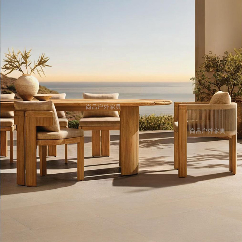 Outdoor Tables and Chairs, Courtyard Garden Villa, Outdoor Leisure Teak Open-Air Waterproof and Sun-Proof Coffee Table, Long Table, Solid Wood Furniture Outdoor Tables and Chairs, Courtyard Garden Villa, Outdoor Leisure Teak Open-Air Waterproof and Sun-Proof Coffee Table, Long Table, Solid Wood Furniture