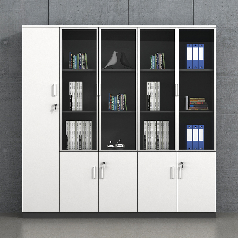 Office modern boss bookcase file cabinet wooden file cabinet with lock glass cabinet mobile storage cabinet