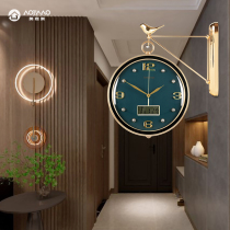Nordic double-sided wall clock modern simple light luxury time watch fashion living room home perpetual calendar creative quartz wall watch