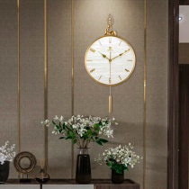 Time clock hanging European living room creative home fashion atmospheric wall watch non-perforated light luxury silent wall quartz clock