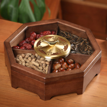 Dried fruit plate household solid wood candy box living room coffee table with lid melon seeds snack storage box