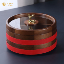 Chinese dried fruit tray Candy Box Home Wooded Living-room Double rotating fruit tray New Chinese New Year snacks Snack Sub compartment Contain Boxes