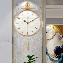 Time clock wall clock European living room creative home fashion atmospheric hanging wall non-perforated light luxury simple silent quartz