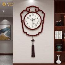 New Chinese hanging clock living room decoration hanging wall clock home minimalist atmosphere clock sector creative muted quartz clock