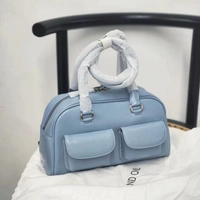 Масляная восковая кожа синяя