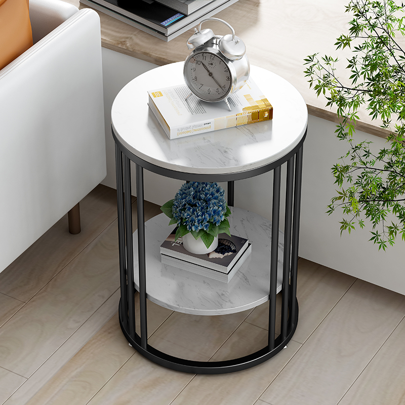 Nordic marble side table net red small coffee table flower table sofa bedside balcony small round table light luxury corner side cabinet