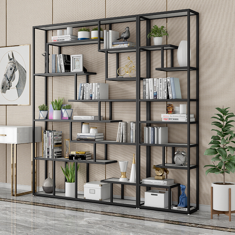 Nordic light luxury wrought iron partition rack office living room bookshelf modern minimalist floor multi-layer display shelf