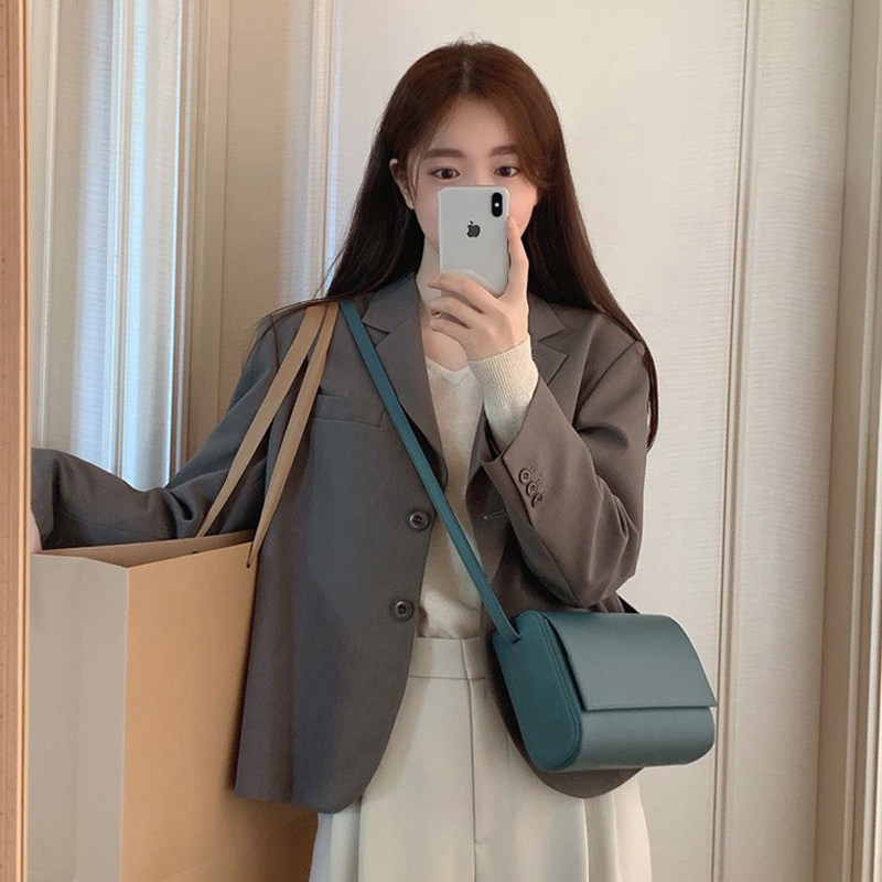 Curry color small man short blazer women spring autumn 2021 new casual versatile suit early autumn coat tide