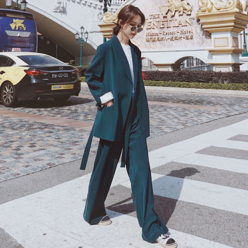Suit Jacket Woman Spring Autumn Season 2021 New Korean Version Fashion Temperament Lady Casual Work Clothes Two Suits
