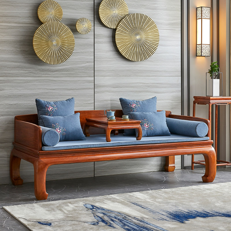 Mahogany furniture Burmese rosewood Arhat bed living room Chinese-style large fruit rosewood all solid wood bed pit bed Arhat couch