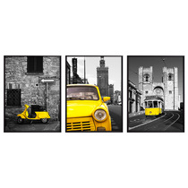 Living room Modern minimalist Decorative Painting Sofa Background Black & White Architectural View Triple Hang Painting Office Room Fresco