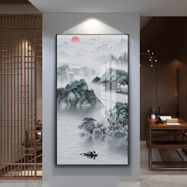 Entrance Xuanguan Decoration Painting Crystal Porcelain New Chinese Vertical Version Aisle Corridor Backdrop Wall Hung Painting Living Room Mural Painting