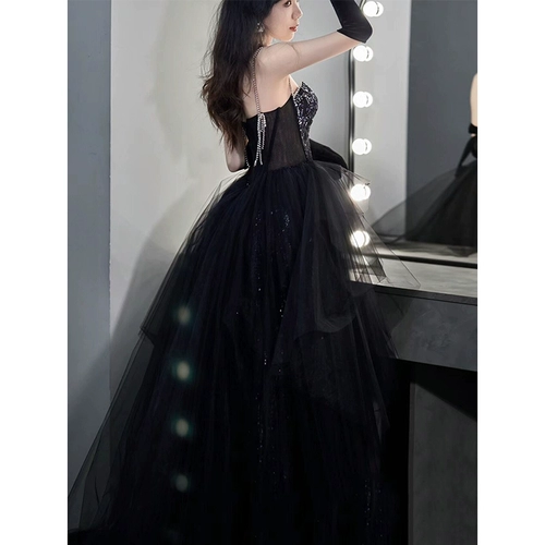 Черные блестки для ногтей, вечернее платье, элитная юбка, свадебное платье, эффект подтяжки, легкий роскошный стиль