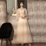 宴会高端伴娘晚礼服裙女气质香槟色声乐艺考主持人连衣裙小众轻奢