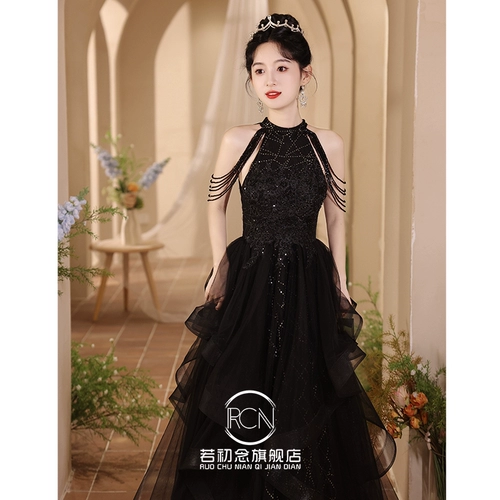 Черное вечернее платье, элитная юбка, свадебное платье, изысканный стиль