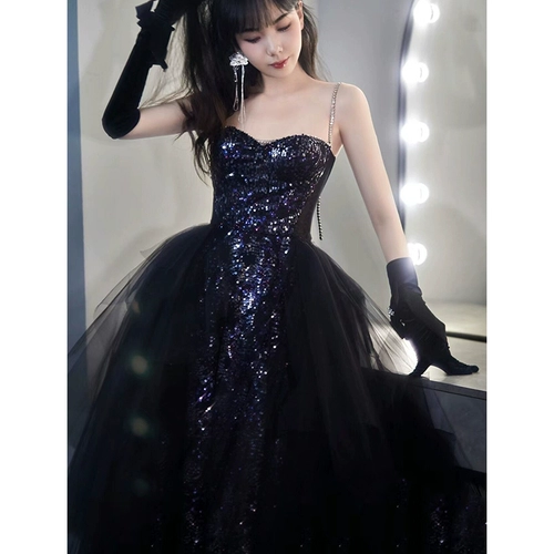 Черные блестки для ногтей, вечернее платье, элитная юбка, свадебное платье, эффект подтяжки, легкий роскошный стиль