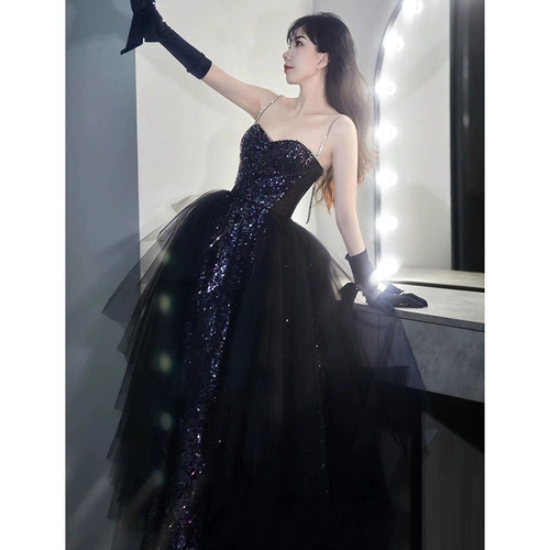 Черные блестки для ногтей, вечернее платье, элитная юбка, свадебное платье, эффект подтяжки, легкий роскошный стиль