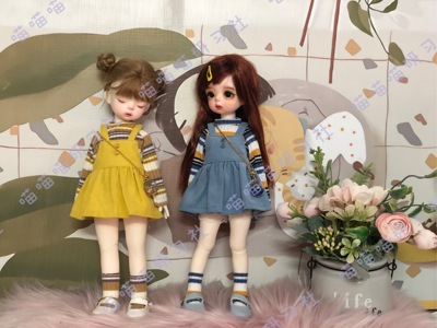 taobao agent Six points bjd baby clothes [small ball] set 6 points BJD daily baby clothes strap and dress meow meow meow study