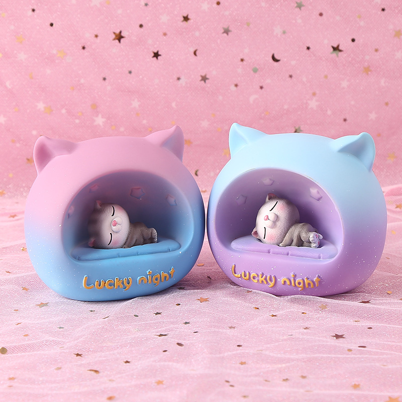 Creative Kitty Cute Playful Small Night Light Pendulum Pieces Tabletop Fun Adornment Cartoon Cat Furnishing Children Presents-Taobao