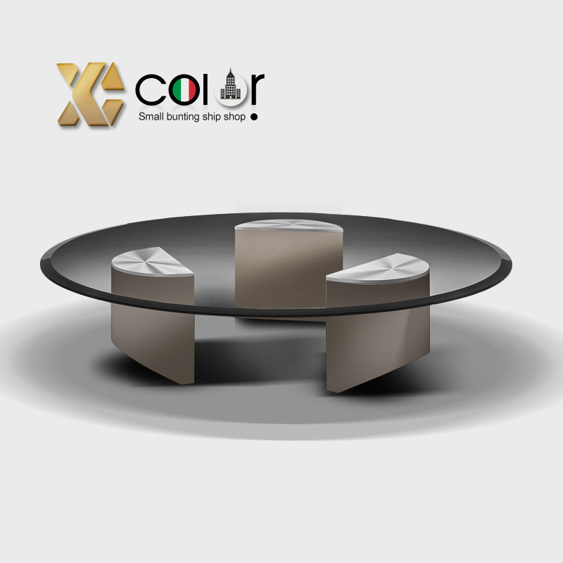 Small color light luxury tempered glass coffee table rectangular home living room small apartment creative round glass coffee table side table